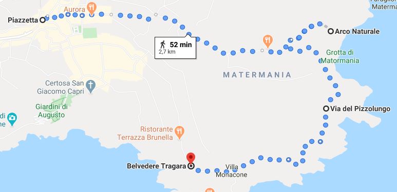Via Tragara Capri 3 Itinerario